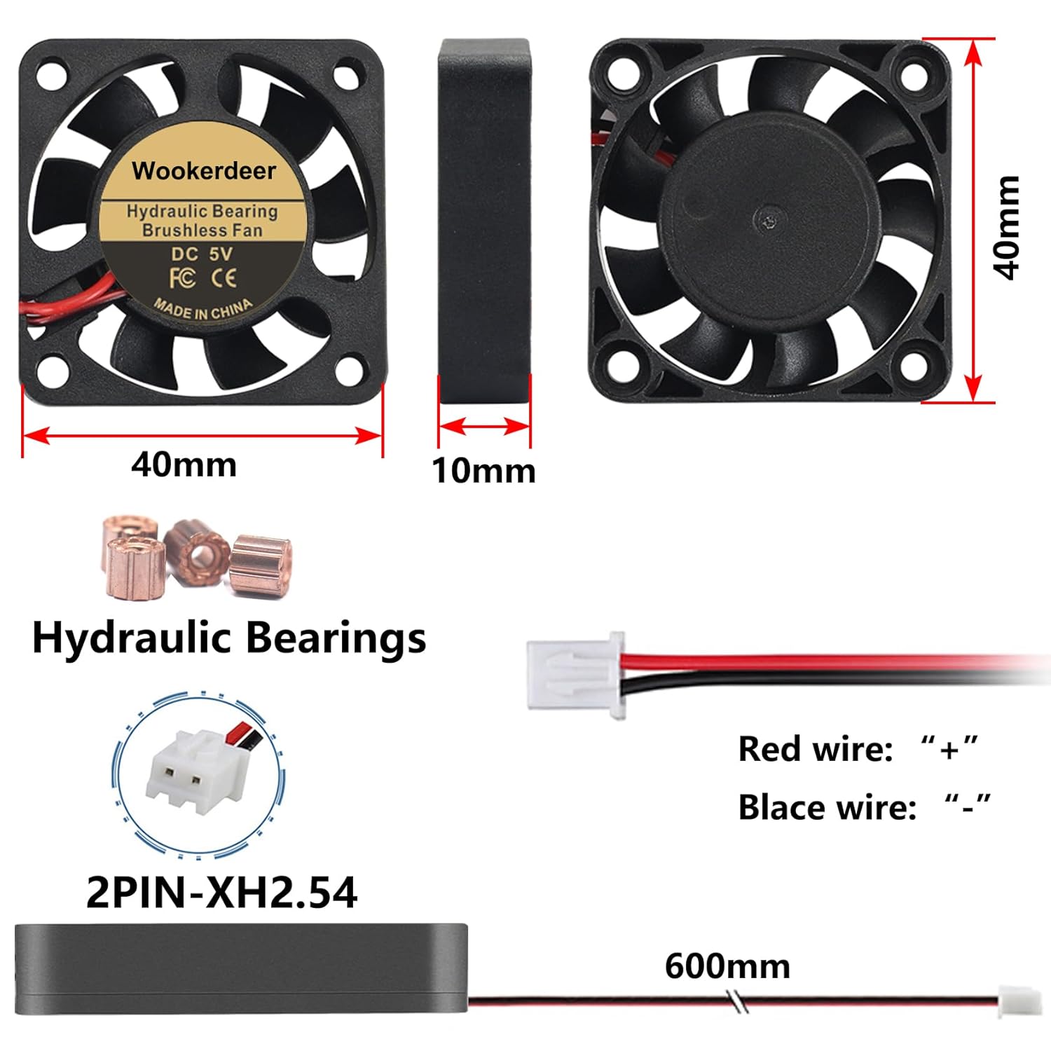 Paquete de 8 ventiladores de enfriamiento 4010 DC 5V adecuados para rodamientos hidráulicos enfriador sin escobillas 2PIN 1.575 in ventilador de