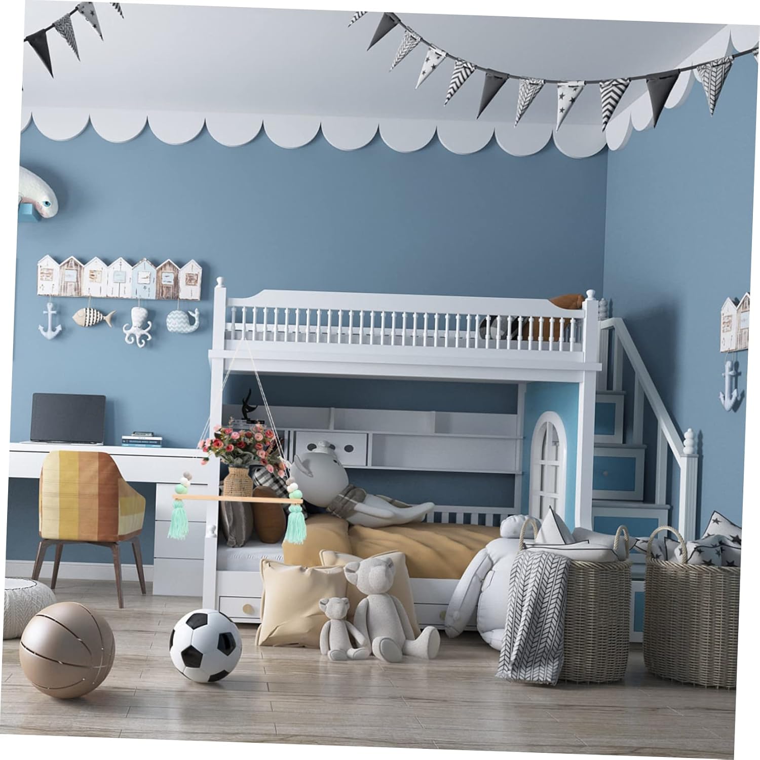 ARTIBETTER Estantes de madera con cuentas para dormitorio, decoración de pared, soporte decorativo para ollas, entrada, estantes flotantes para