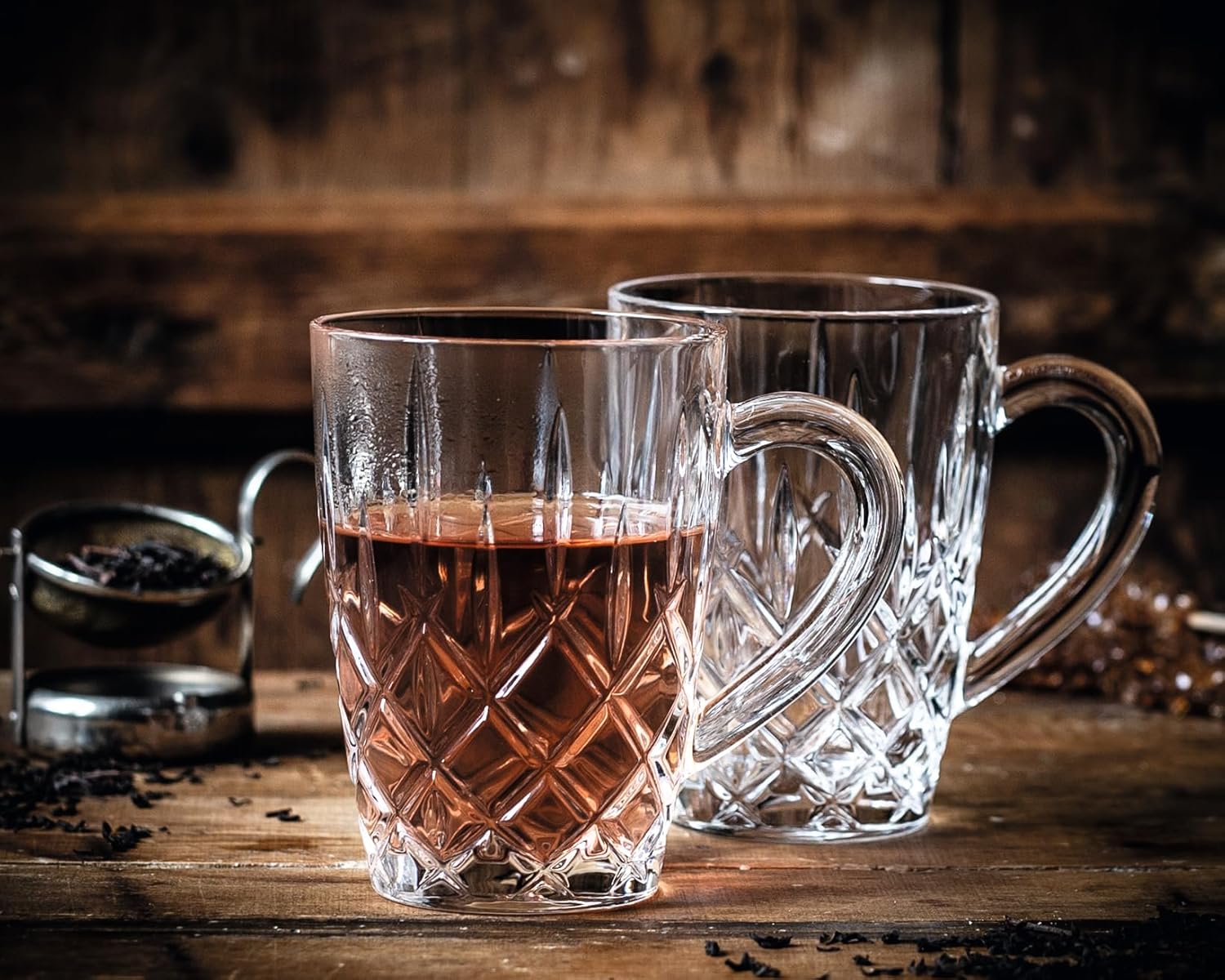 Nachtman Noblesse Collection – Taza para bebidas calientes, juego de 4 tazas de café de vidrio para té, café y cacao caliente, tazas de 11.7 onzas