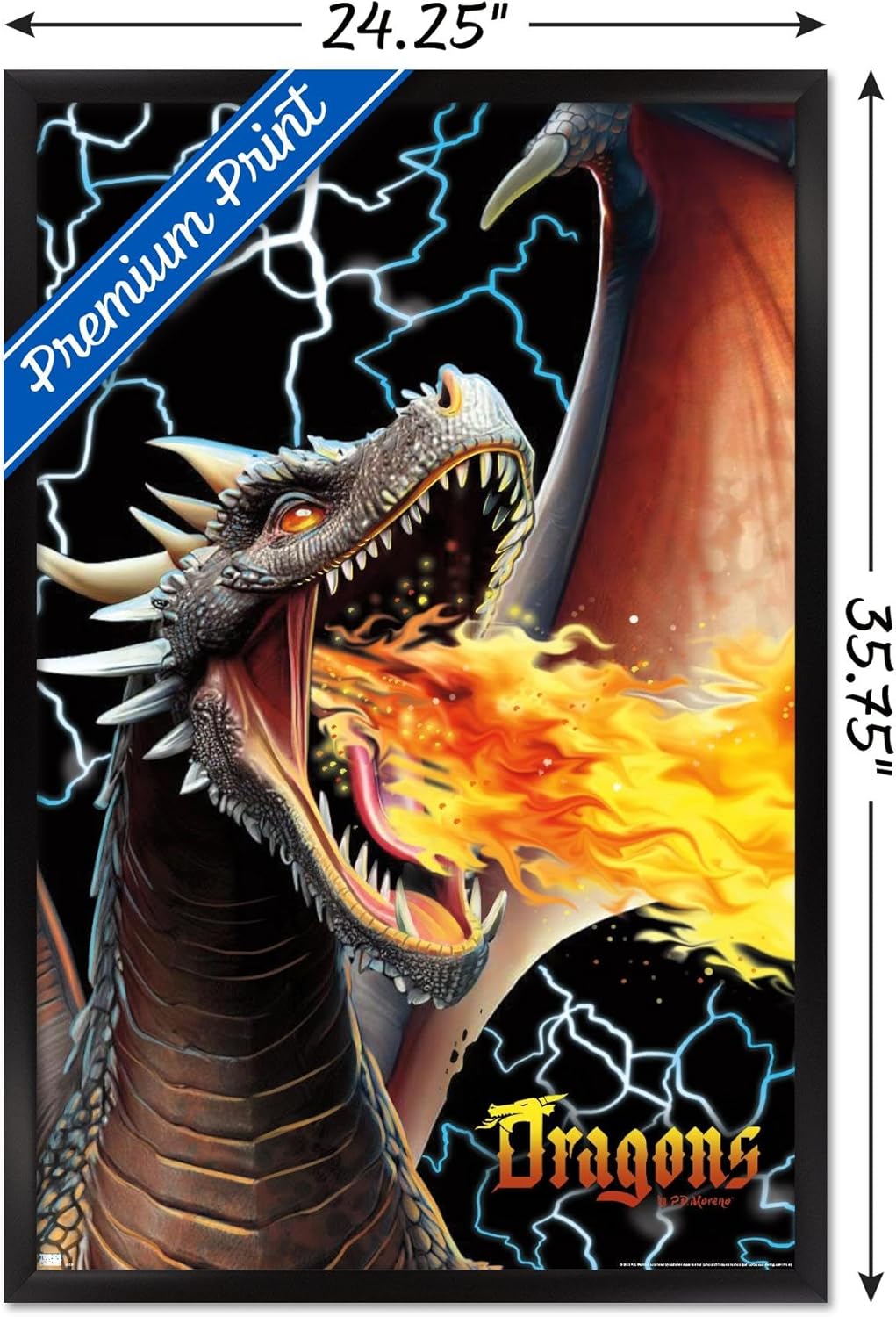 Trends International PD Moreno – Póster de pared de relámpago de dragón