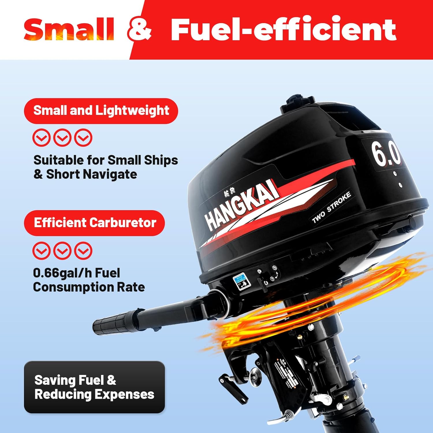 Motor fuera de borda de 6 HP, motor fuera de borda de 2 tiempos y 6 hp, motor de barco fuera de borda resistente, barco de pesca inflable de pesca,