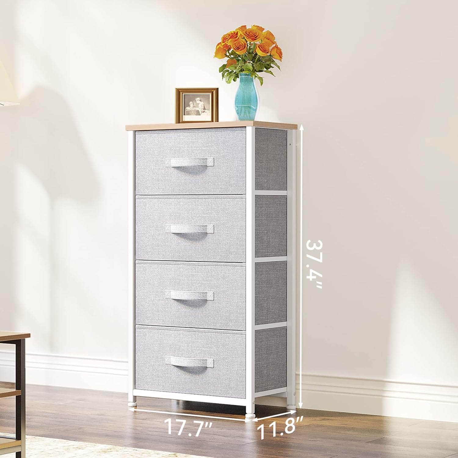 YITAHOME Dresser with 4 Drawers – Fabric Storage Tower, Organizer Unit for Bedroom, Living Room, Hallway, Closets & Nursery – Sturdy Steel Frame