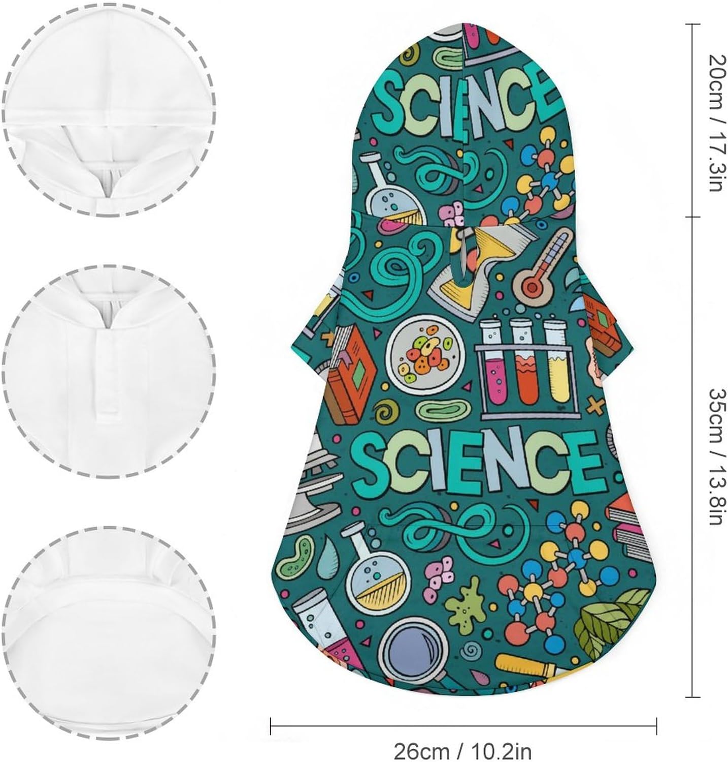 Physics Biochemistry Science Dog Hoodie Hooded Sweatshirt Pet Clothes with Hat for Small Puppy and Cats