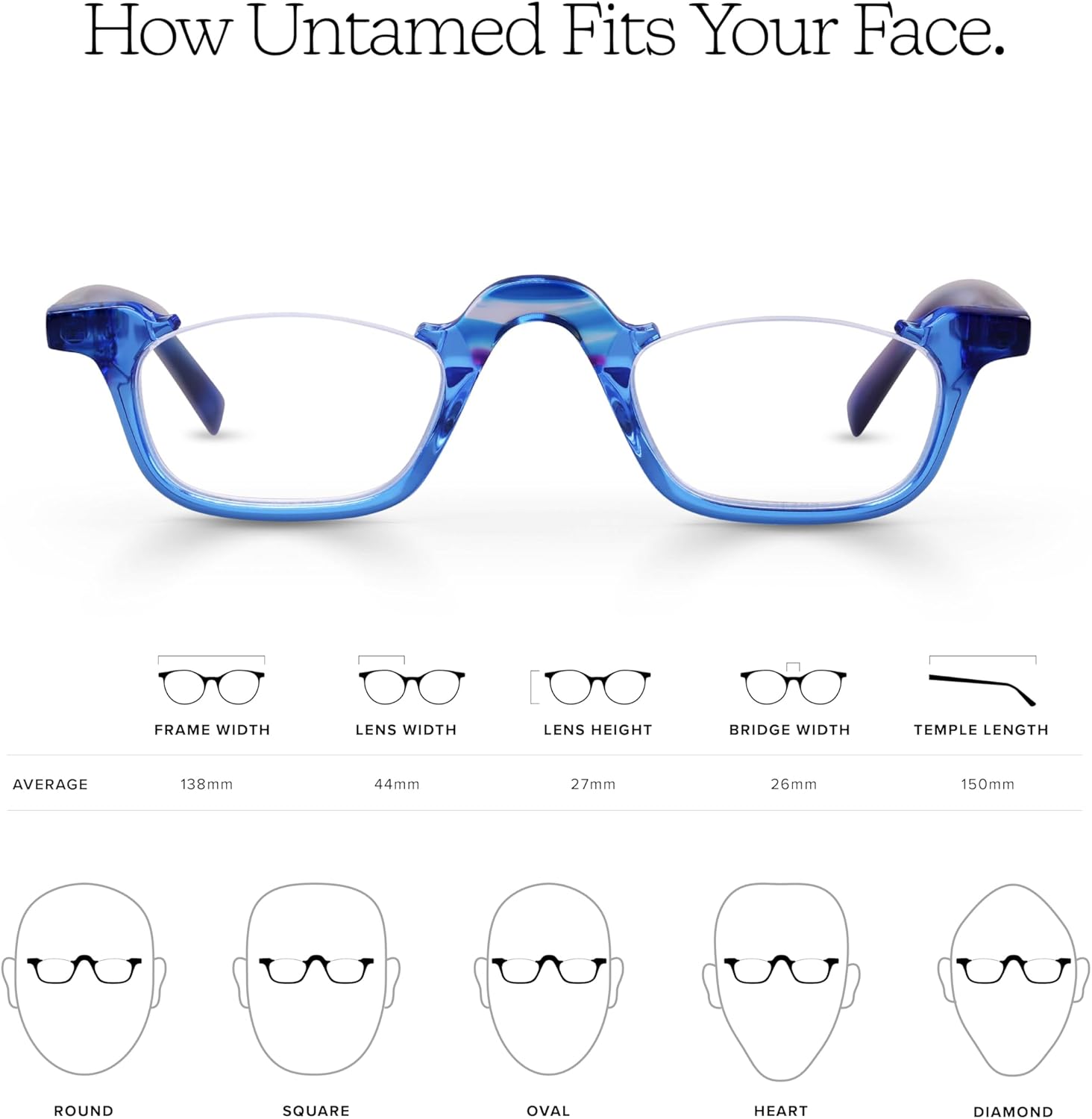 eyebobs – Untamed  Gafas de lectura prémium para hombres y mujeres  Monturas de medio borde para caras promedio  Disponible en 0.0x – 4.0x