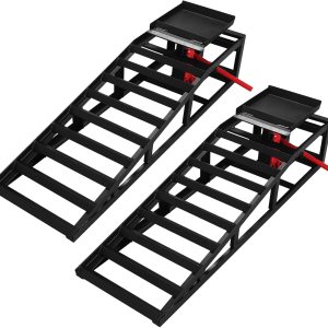 Paquete de 2 rampas hidráulicas de servicio para auto, camión, 5T, 10,000 libras, rampas hidráulicas para automóvil, camión, remolque, rampas Paquete de 2 rampas hidráulicas de servicio para auto, camión, 5T, 10,000 libras, rampas hidráulicas para automóvil, camión, remolque, rampas