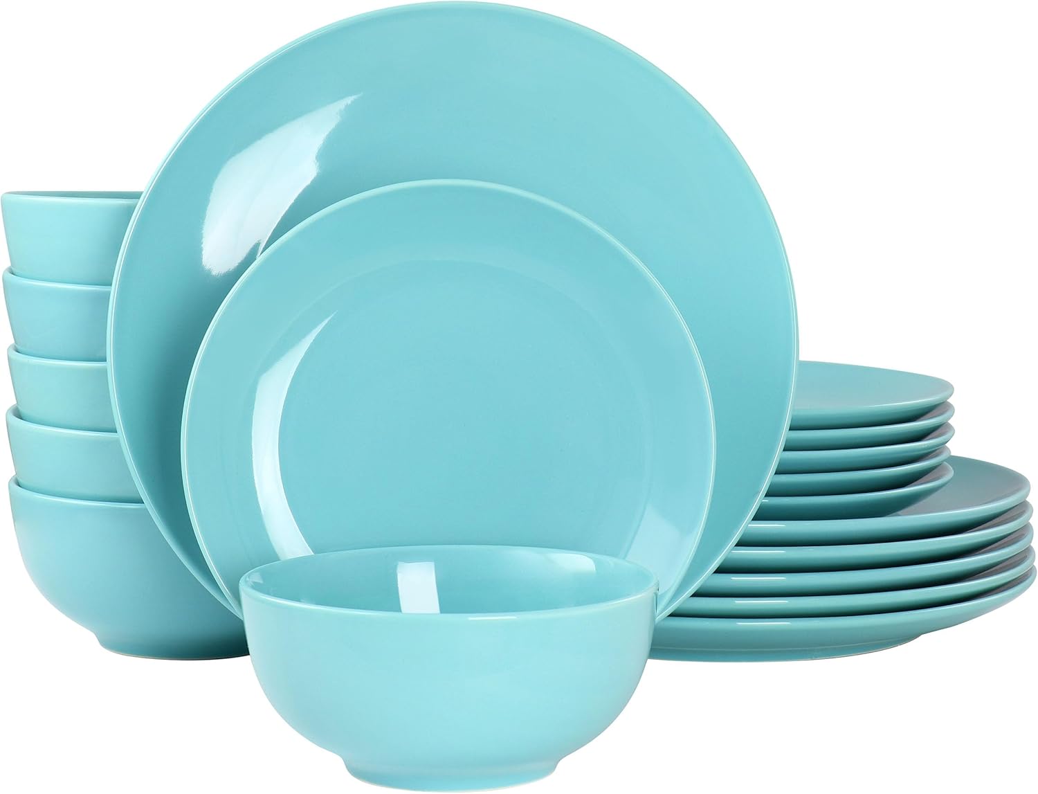 Elama Luna – Juego de vajilla de porcelana (azul), servicio para 6, 18 piezas