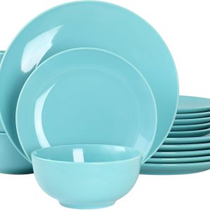 Elama Luna – Juego de vajilla de porcelana (azul), servicio para 6, 18 piezas Elama Luna – Juego de vajilla de porcelana (azul), servicio para 6, 18 piezas