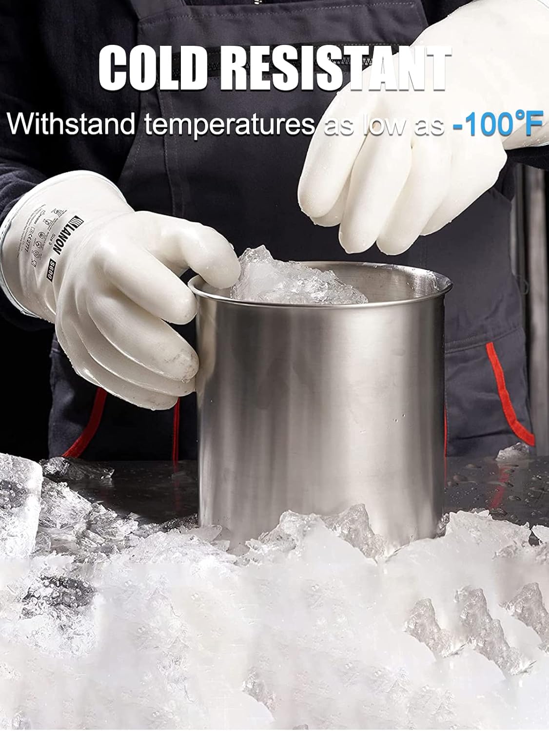 Guantes de horno de silicona líquida, 7 capas (-100 F a 570 F), guantes resistentes al calor, guantes de barbacoa con 5 dedos para tacto de