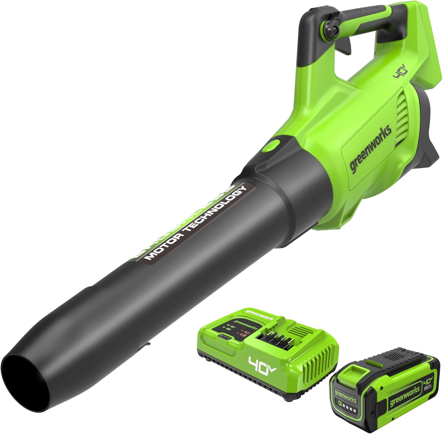 Greenworks Soplador de hojas axial inalámbrico sin escobillas de 40 V (160 MPH  700 CFM75+ herramientas), batería de 8.0 Ah y cargador incluidos
