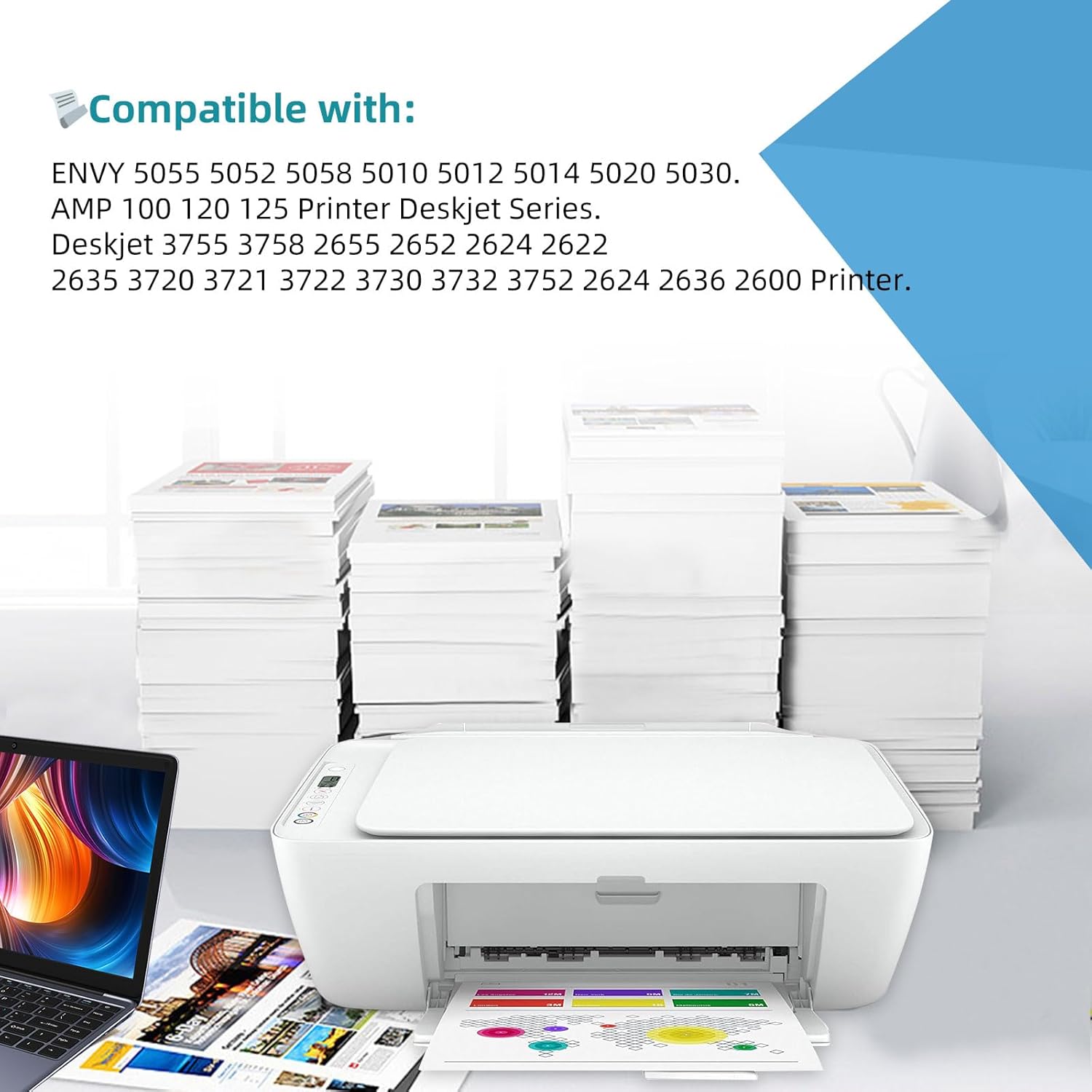 Cartucho de tinta remanufacturado de repuesto para HP Ink 65 XL 65XL Color Combo, HP65 XL para 5055 5000 5052 5010 5070 5014 3755 3700 3772 2600