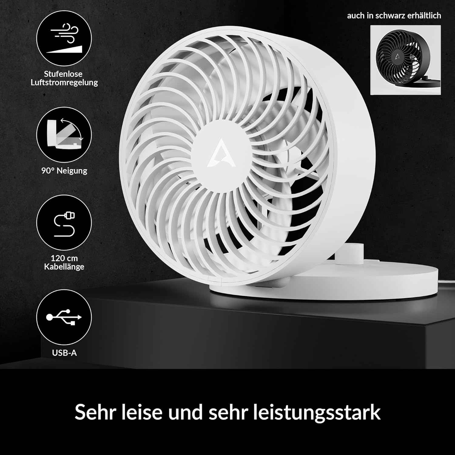 ARCTIC Summair – Ventilador de mesa plegable USB, conexión USB-A, ventilador de cochecito con cable de conexión de 4.724 in, ventilador de