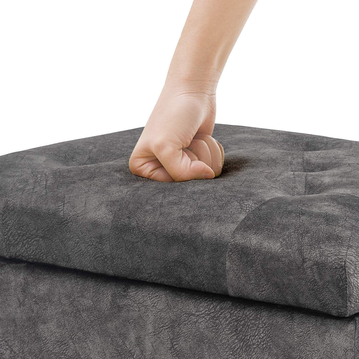 Joveco Otomana rectangular de 24 pulgadas con almacenamiento para sala de estar, banco de almacenamiento tapizado, taburete y asiento con tapa