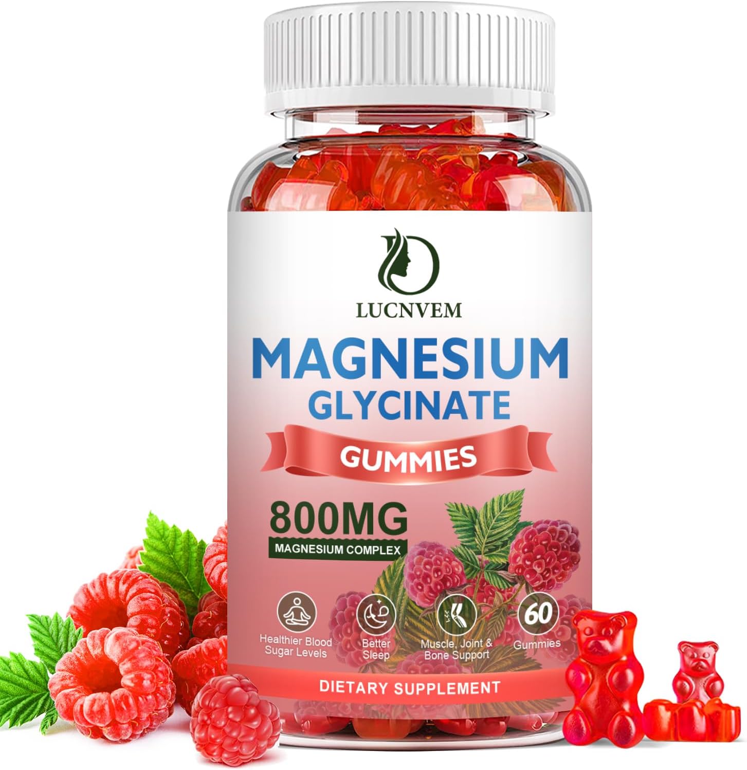 Gomitas de glicinato de magnesio sin azúcar, 500 mg de glicinato de magnesio con 200 mg de L-treonato de magnesio, taurato, malato, COQ10, vitamina
