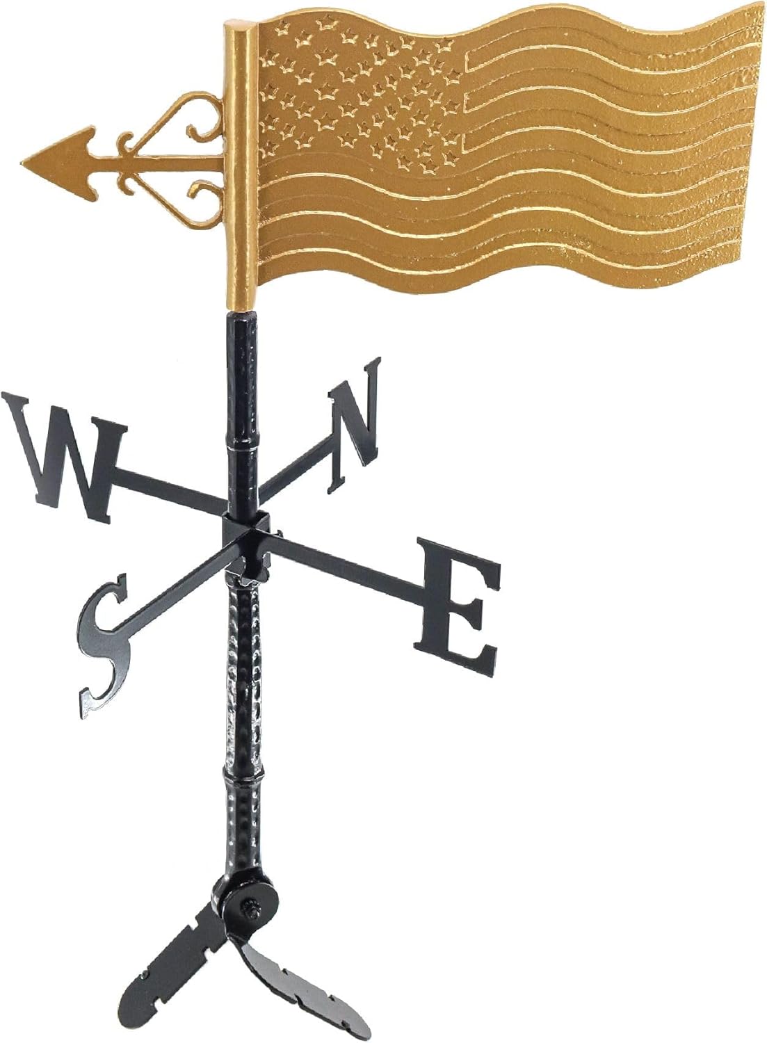 Veleta de bandera estadounidense – Bandera patriótica – Soporte de techo incluido – Fácil de instalar – Vana de viento con bandera de Estados Unidos