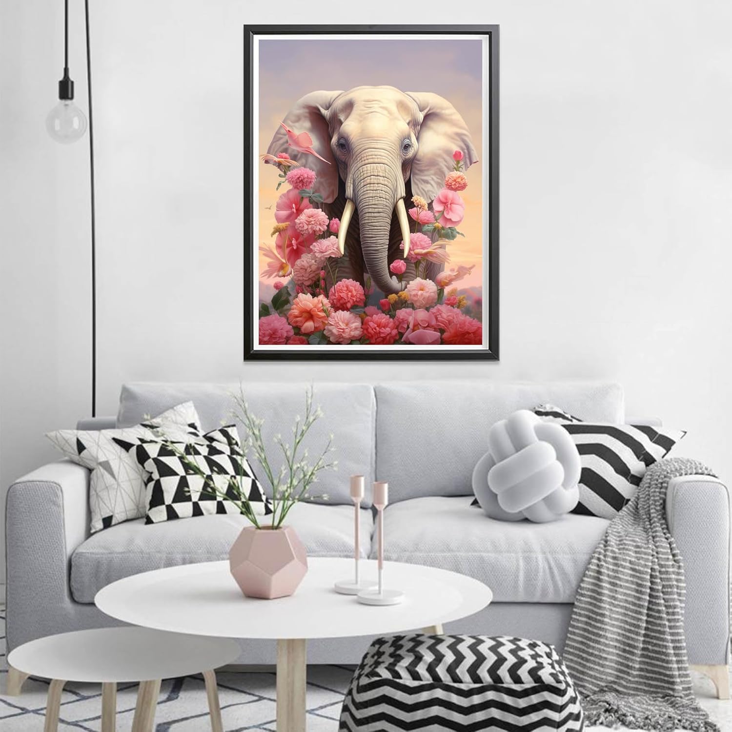 Sheehow – Kit de pintura de diamante 5D para adultos, flor de elefante, arte de diamante de taladro completo, imágenes de gemas de bricolaje, arte