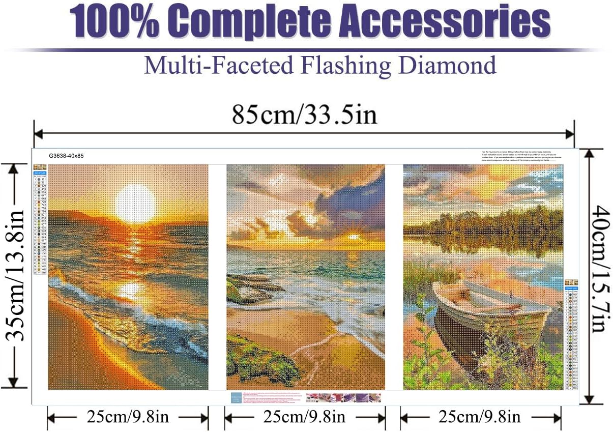 Paquete de 3 kits de pintura de diamantes para adultos, pintura artística de diamantes grandes 5D, arte y manualidades de diamantes de imitación de