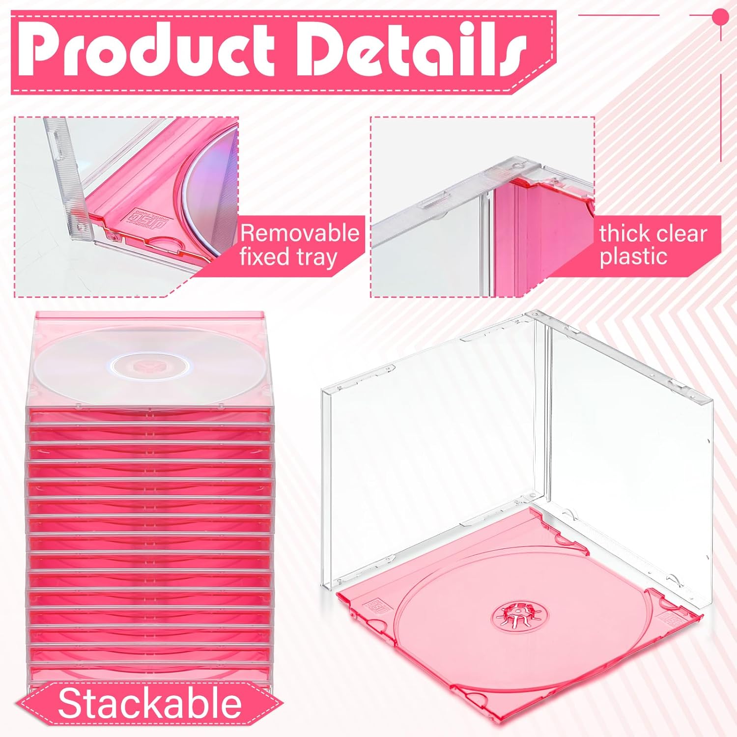 LEIFIDE 50 piezas de plástico CD Joya caso transparente de un solo disco DVD cubierta estándar CD DVD cubierta para protección reemplazo (0.409 in,