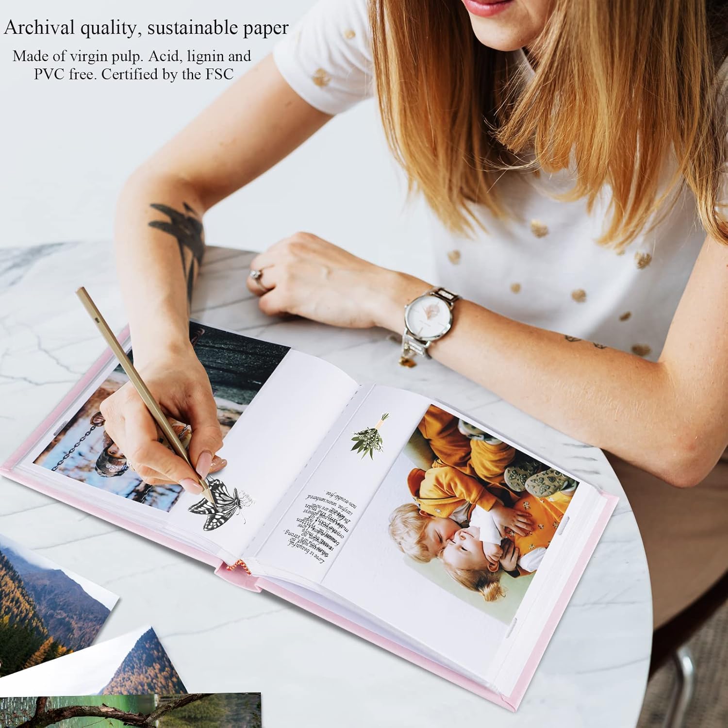 Álbum de fotos de 4 x 6 pulgadas con capacidad para 60 fotos con bolsillos verticales deslizantes, libro de fotos, cubierta de lino, álbumes de