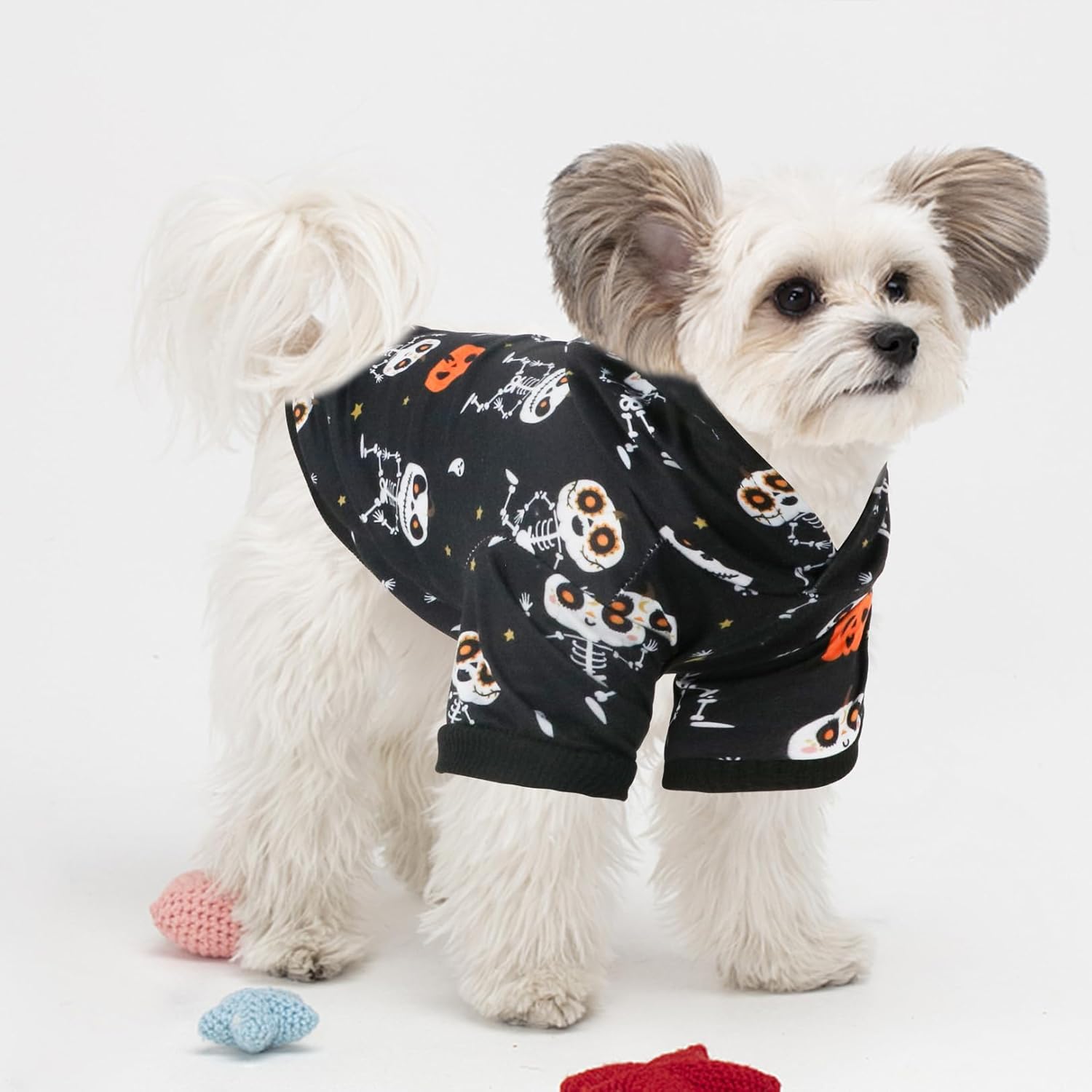 Sudaderas con capucha de Halloween para perros pequeños sudadera para cachorros, fantasmas, murciélagos, disfraz de calabaza cálida de invierno,