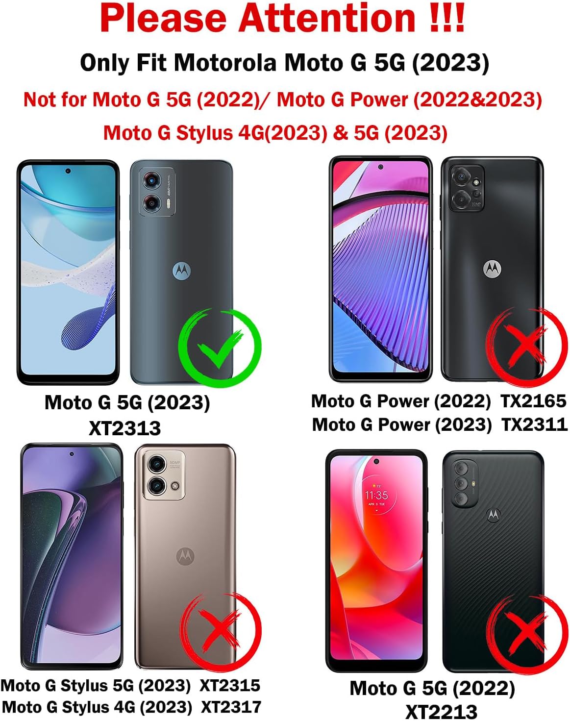 Funda para Motorola Moto G 5G 2023 con cubierta deslizante para cámara + protector de pantalla de vidrio templado, protección completa de la cámara