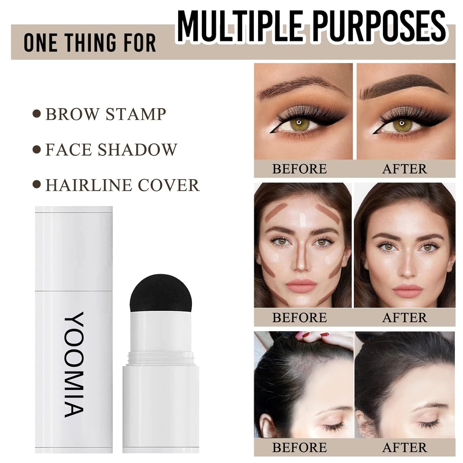 YOOMIA Kit de plantillas de sellos para cejas, impermeable, kit de moldeo de cejas de larga duración en polvo de sombra de línea capilar (rubio)