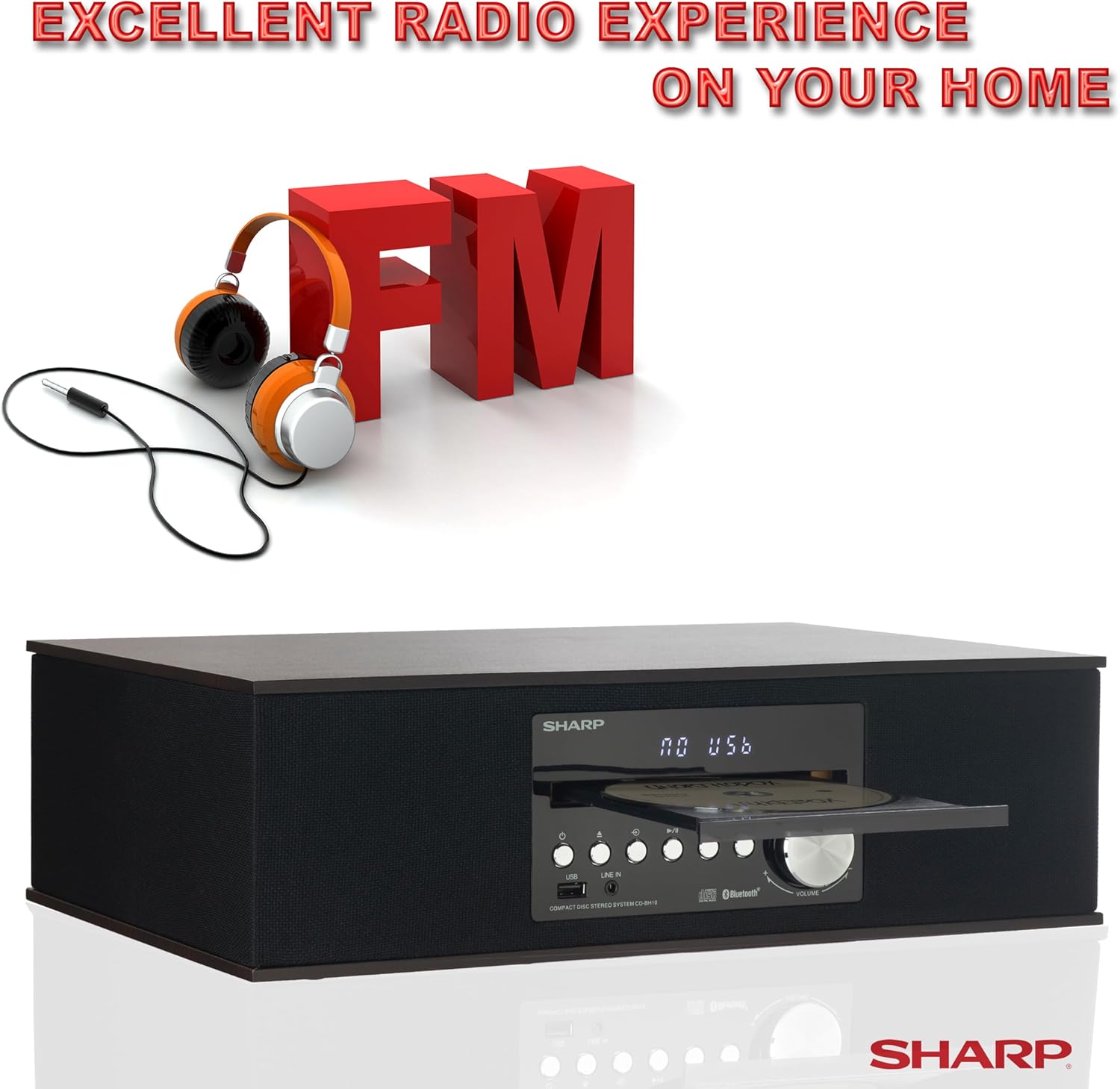 Sharp CD-BH10 – Sistema de altavoces de madera, reproductor de CD y reproductor de CD, estilo vintage, aspecto retro, micro componente, inalámbrico,