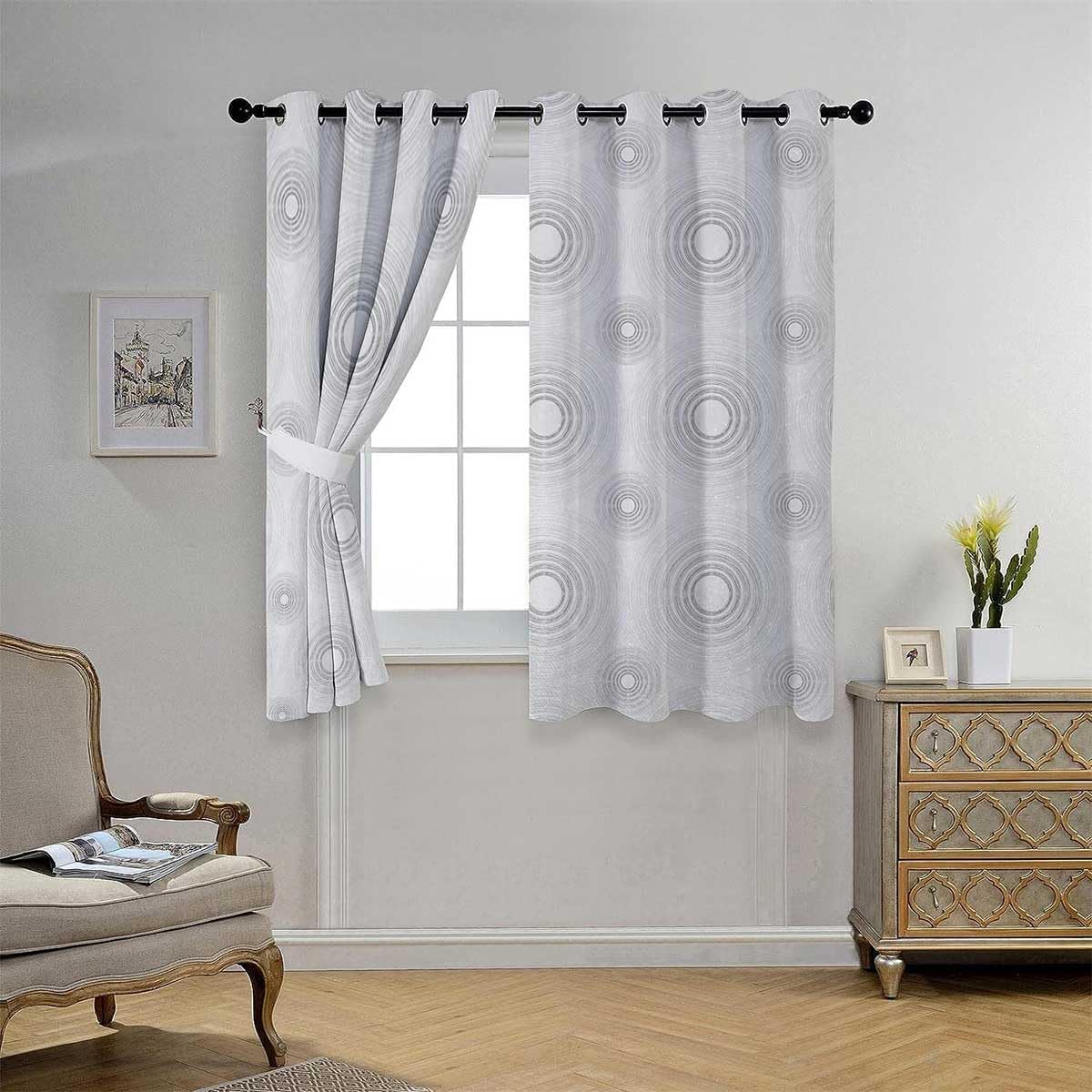 YANFENQI Cortinas para Habitacion Cortinas para Habitacion – Cortinas cortas con ojales grises, cortina de despensa de 63 pulgadas de ancho por 63