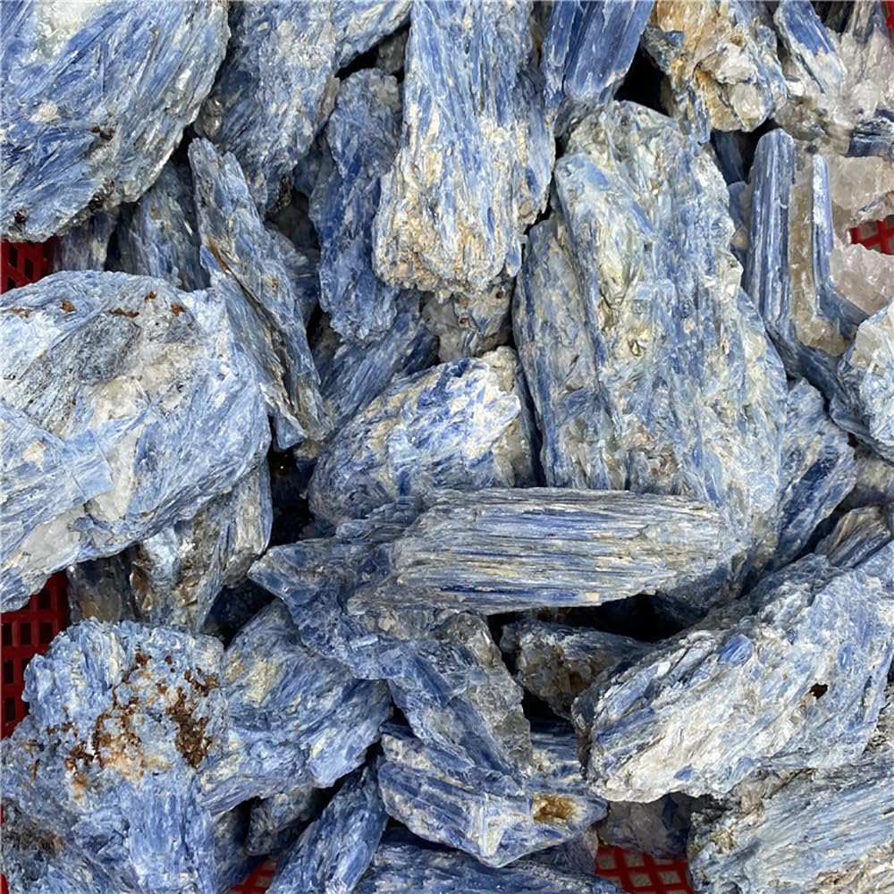 JIC Gem Cristal curativo mineral bruto natural de cianita azul crudo irregular para decoración del hogar, 1 pieza de 1.54 a 1.98 libras
