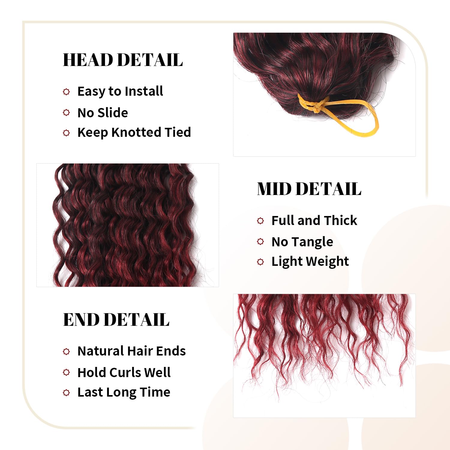 BLL Cabello rizado trenzado para trenzas bohemias, cabello humano ondulado con crochet, mezcla de cabello humano ondulado profundo, extensiones de
