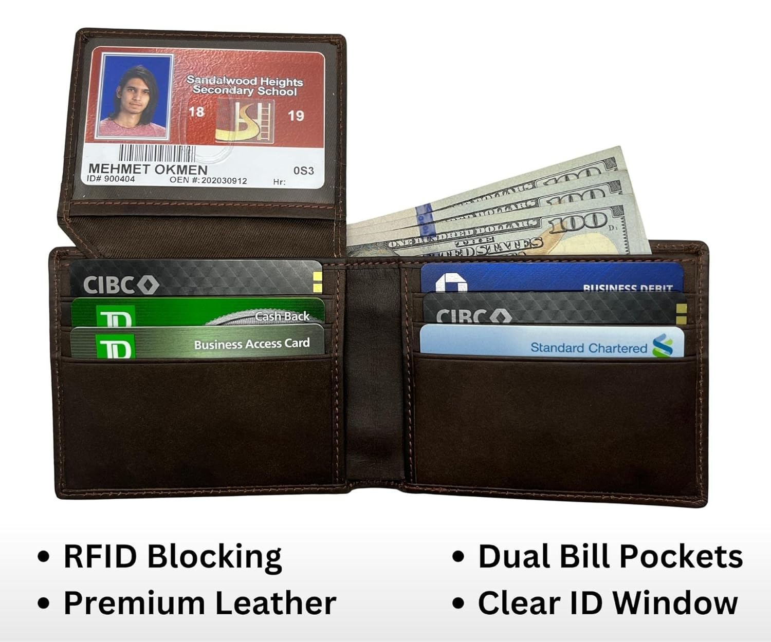 Men’s Real Leather Custom Bifold Wallet, RFID Blocking Customized Wallet with ID Window, Genuine Leather Credit Card Holder for Men with Gift Box