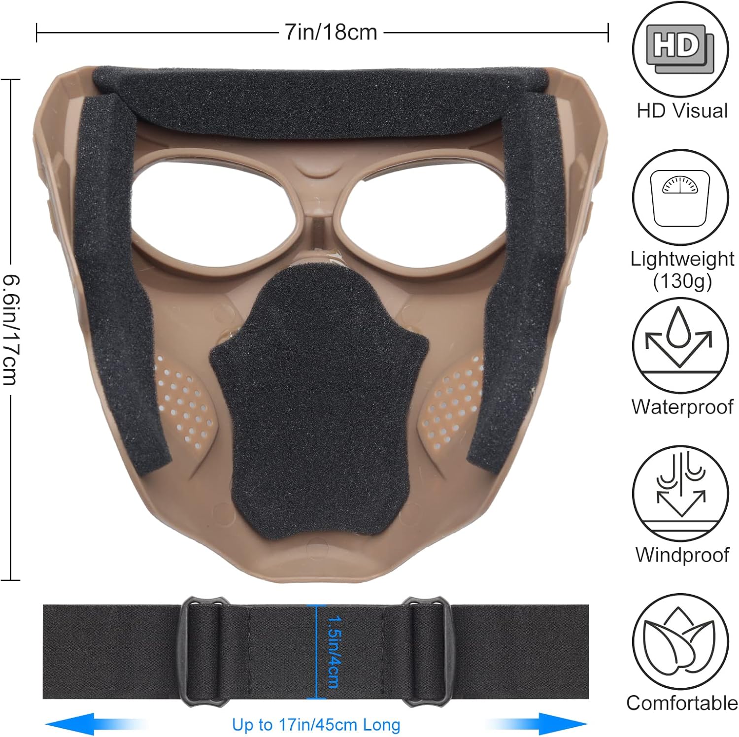 VPZENAR Casco y máscara de Airsoft, máscara de cara completa de Airsoft, gafas de Airsoft desmontables, casco de Paintball PJ Fast con montaje