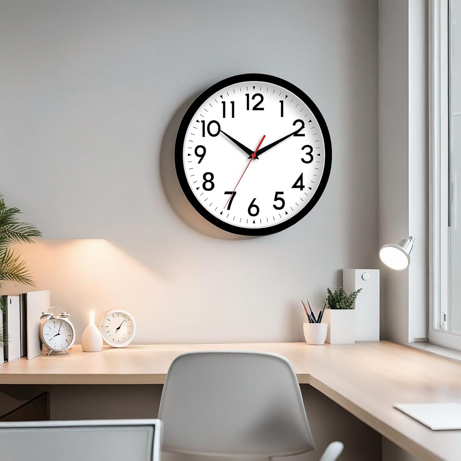 DAXSMY Reloj de pared, reloj analógico de 8 pulgadas, silencioso sin tictac, funciona con pilas, decorativo para cocina, oficina, dormitorio, baño
