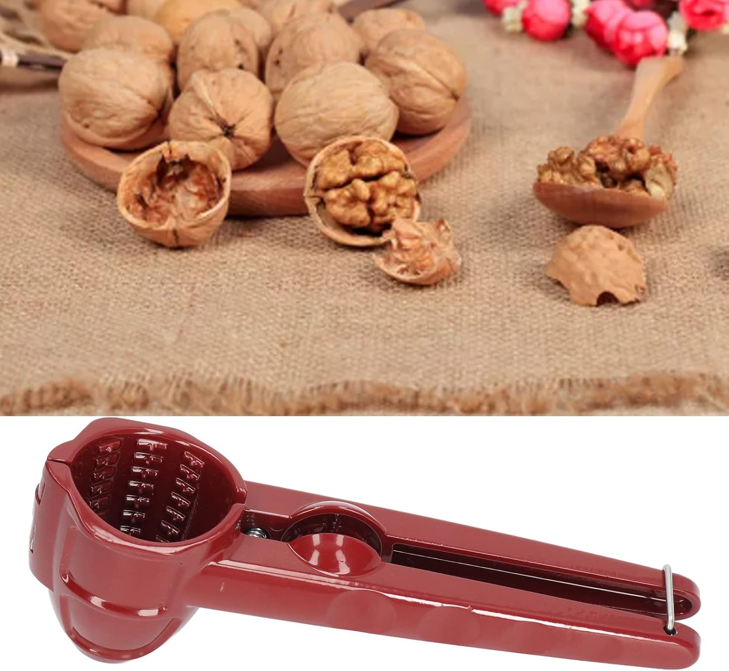 Herramienta de cascanueces, abridor de nueces rojas, cáscara de cascanueces de aluminio, cáscara de nuez fina pulida, abridor de tuercas