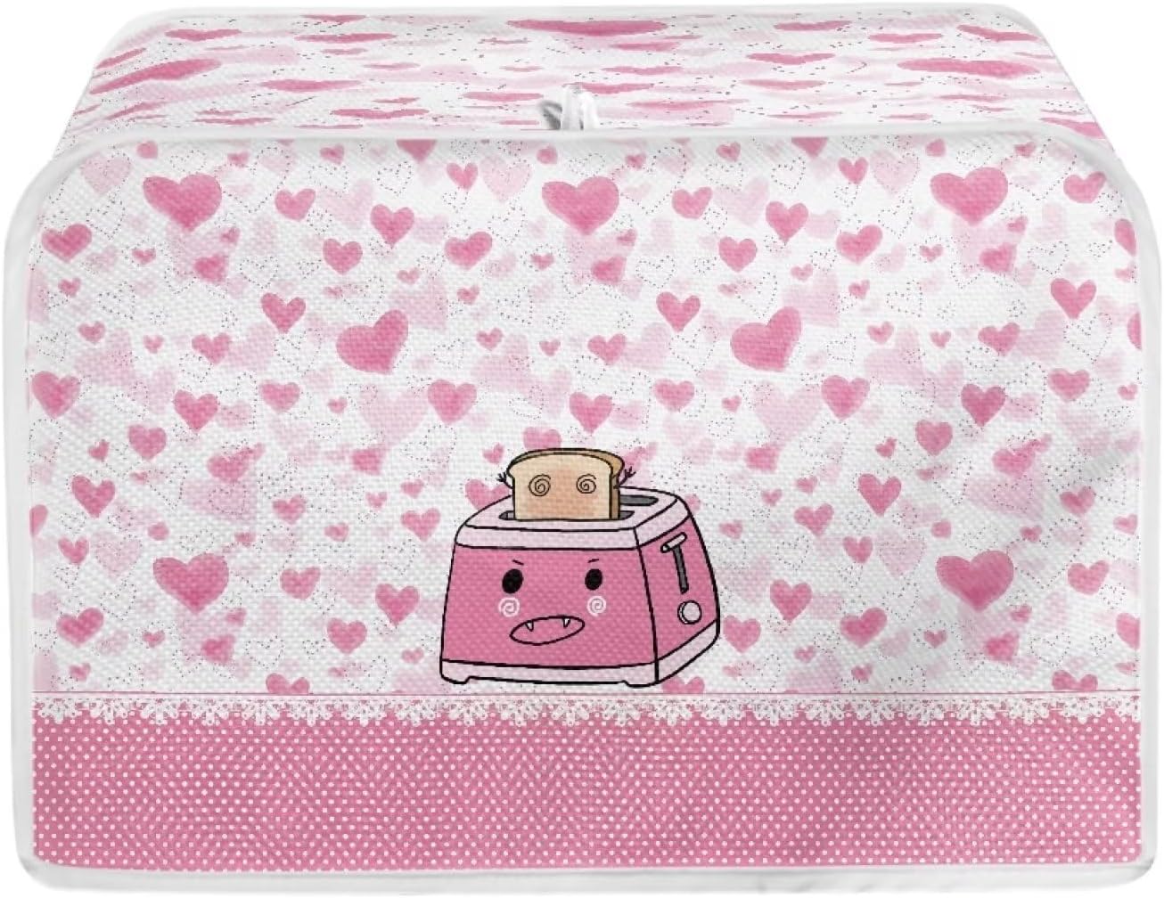 UNICEU Toster de dibujos animados rosa con estampado lindo de 2 rebanadas de tostadoras acolchadas cubierta para tostadoras a prueba de polvo,
