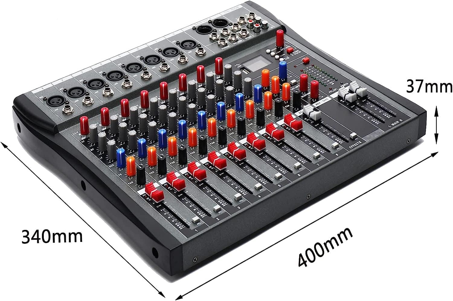 MECCTP Consola de tablero de sonido mezclador de 8 canales, mezclador de amplificador de estudio en vivo con unidad USB para estudio de grabación en