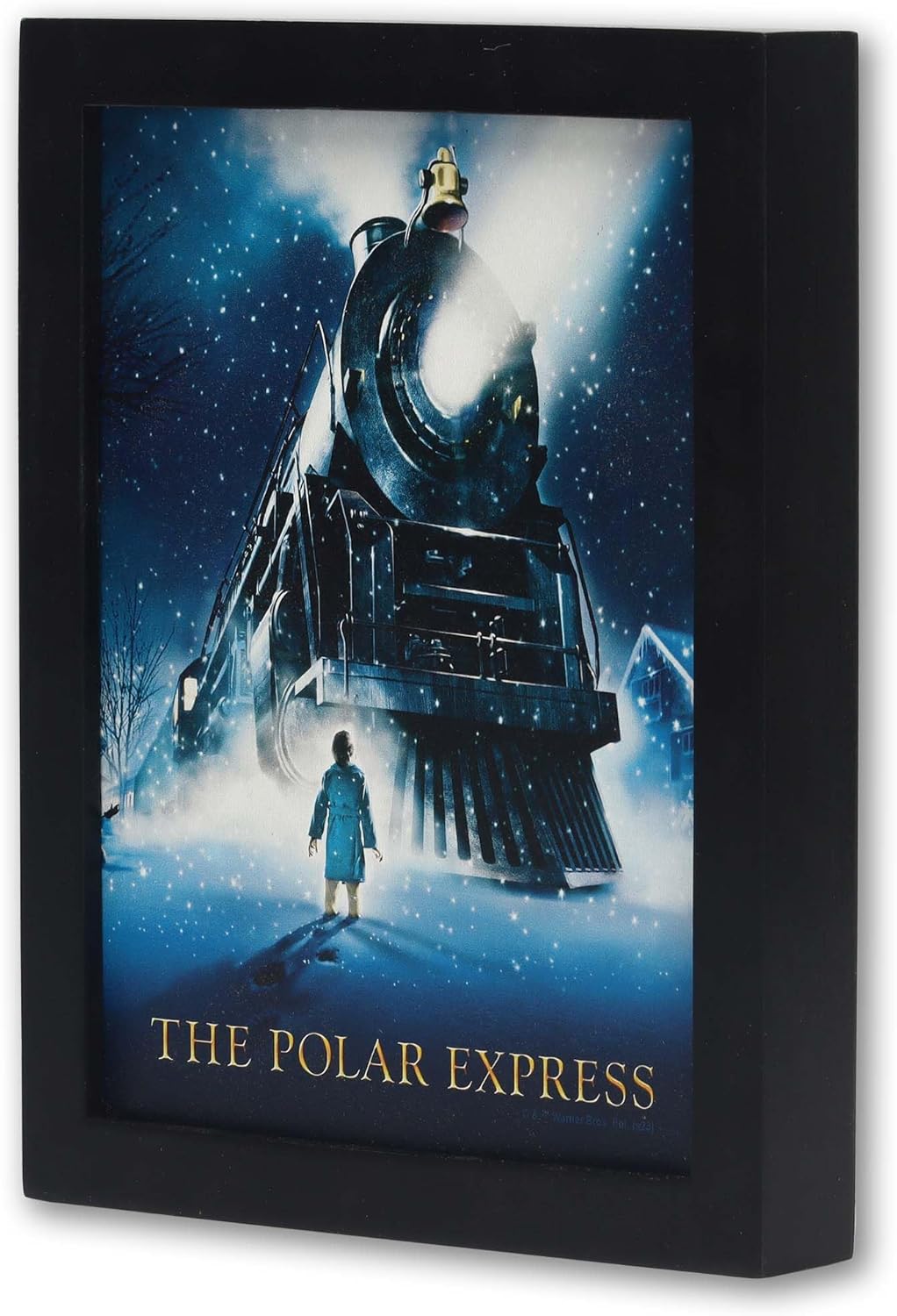 Open Road Brands Póster de la película Polar Express enmarcado para decoración de pared de madera, icónico arte de pared Polar Express para