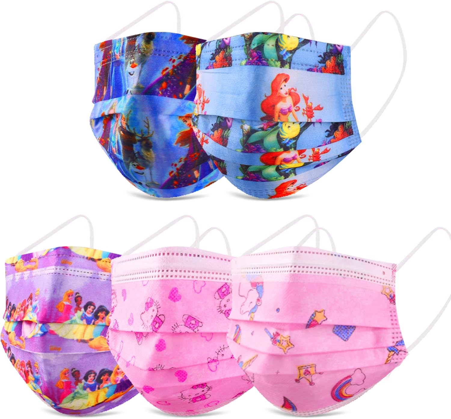 IGINOA Máscara facial para niños de 3 capas de tela transpirable segura para niñas y niños (paquete de 50)