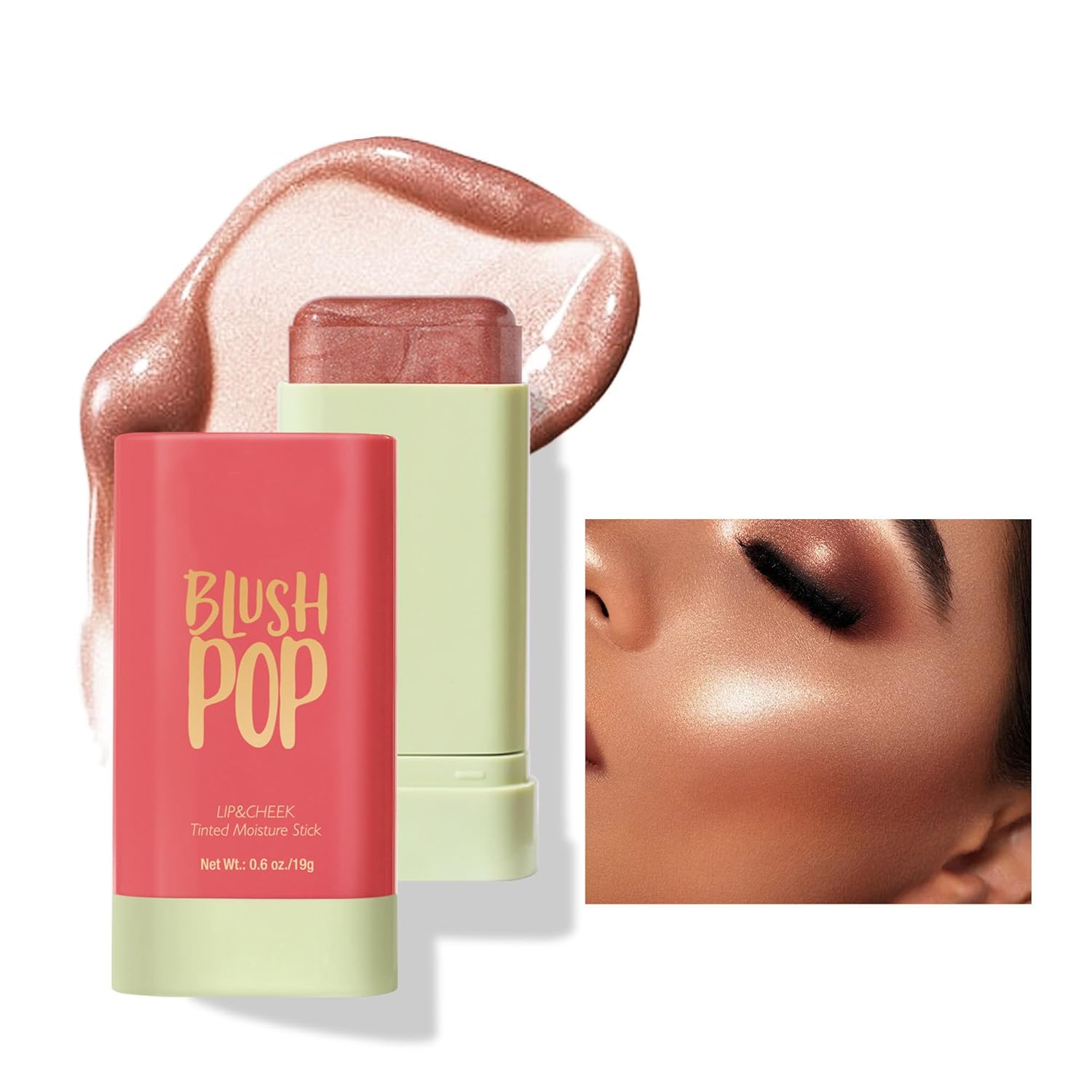 Paminify Resaltador cremoso suave, barra bronceadora suave, iluminador de rubor impermeable de larga duración, iluminador de maquillaje de brillo