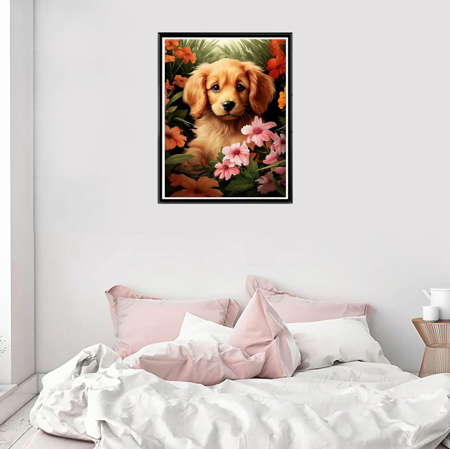 Cuneai – Pintura de diamante 5D para perro, pintura con diamantes, arte de flores, bordado de cristal, punto de cruz, taladro redondo por números,