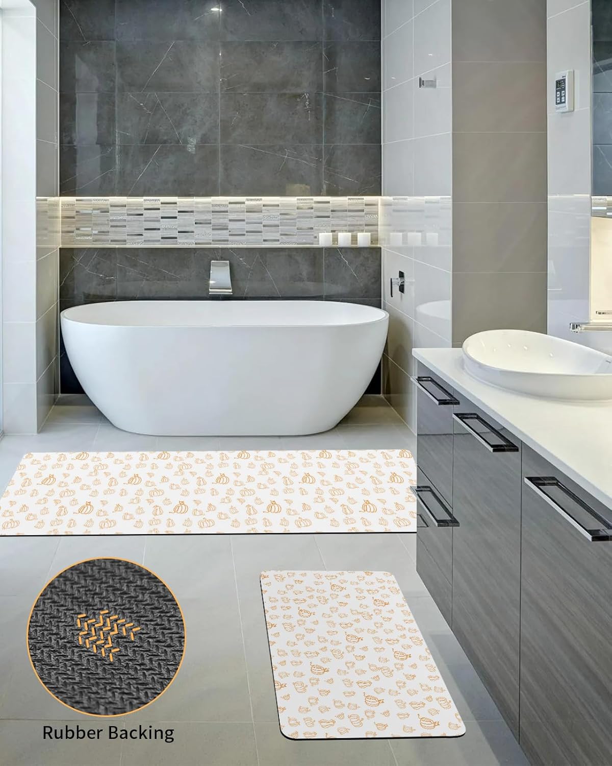 Tapete de baño de otoño para bañera, antideslizante, de secado rápido y absorbente, de tierra de diatomeas, tapete de cocina, calabaza, cosecha
