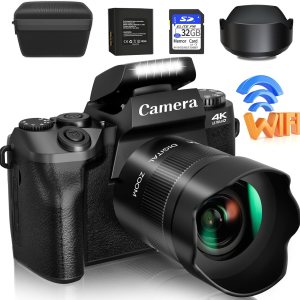 Saneen Cámara digital, cámaras 4K para fotografía y video, cámara de vlogging con pantalla táctil WiFi de 64 MP para YouTube con Flash, tarjeta SD Saneen Cámara digital, cámaras 4K para fotografía y video, cámara de vlogging con pantalla táctil WiFi de 64 MP para YouTube con Flash, tarjeta SD