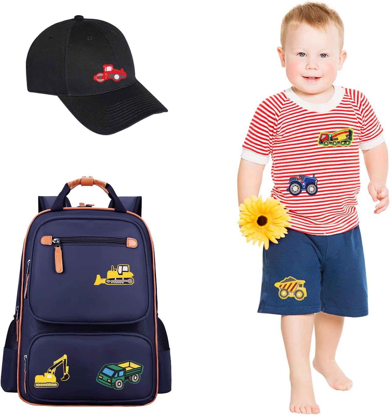 Parches de planchado de vehículos de ingeniería para ropa de niños, 9 estilos interesantes parches para planchar para ropa, vehículos de ingeniería,