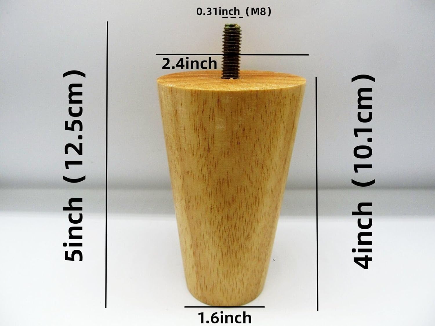 Tweroieu Round Solid Wood Furniture Legs – Replacement Sofa Couch Coffee Table, Chair OttomanCabinetDresserWood Furniture Legs4 Inch,Set of 4
