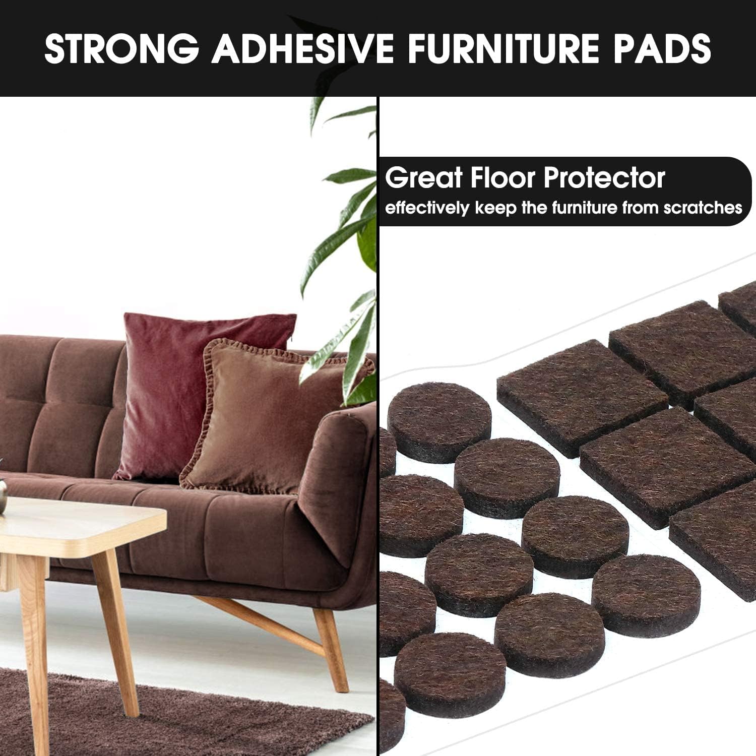 Almohadillas de fieltro para muebles, 321 unidades, autoadhesivas, almohadillas de fieltro cortables, protectores de suelo antiarañazos para patas