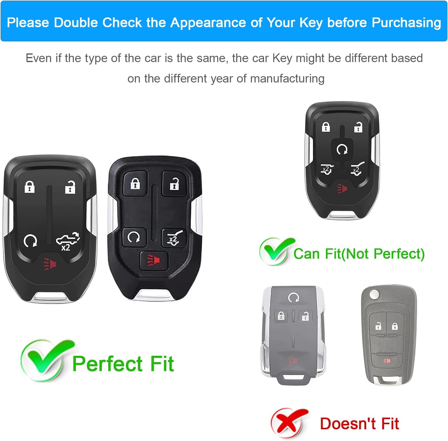 Funda de silicona para llavero compatible con Chevy GMC 5 botones 2023 2022-2019 Chevrolet Silverado Tahoe Suburban GMC Sierra Acadia Terrain