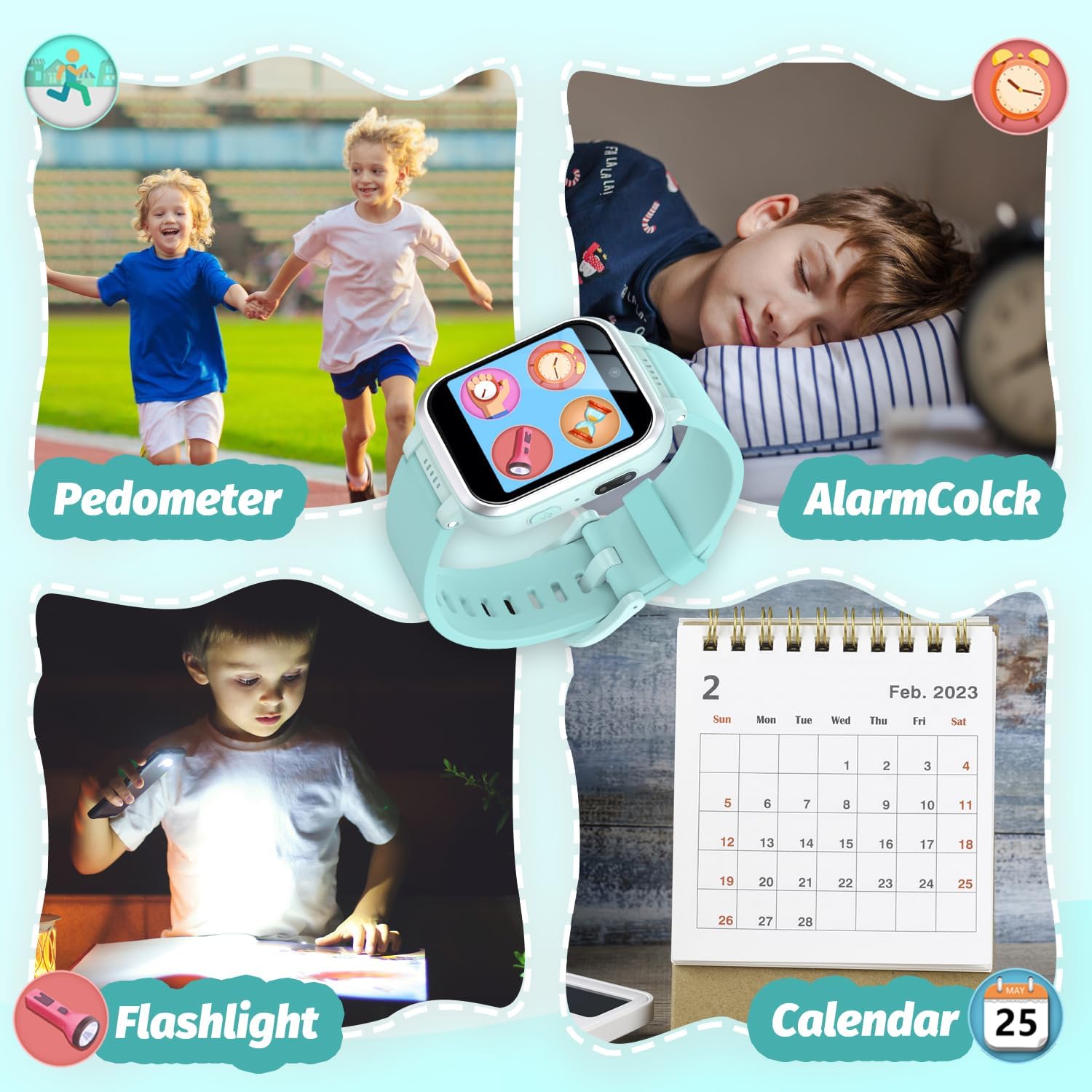 meoonley Reloj inteligente para niños con juegos de rompecabezas, pantalla táctil HD, cámara de video, reproductor de música, podómetro, reloj