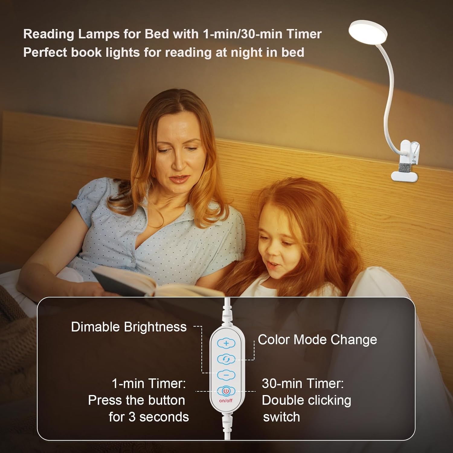 KAiSnova 10W 66 LED Clip en luz 5 colores y 10 niveles de brillo Clip de la lámpara de la lámpara en la lámpara de escritorio 2 temporizadores