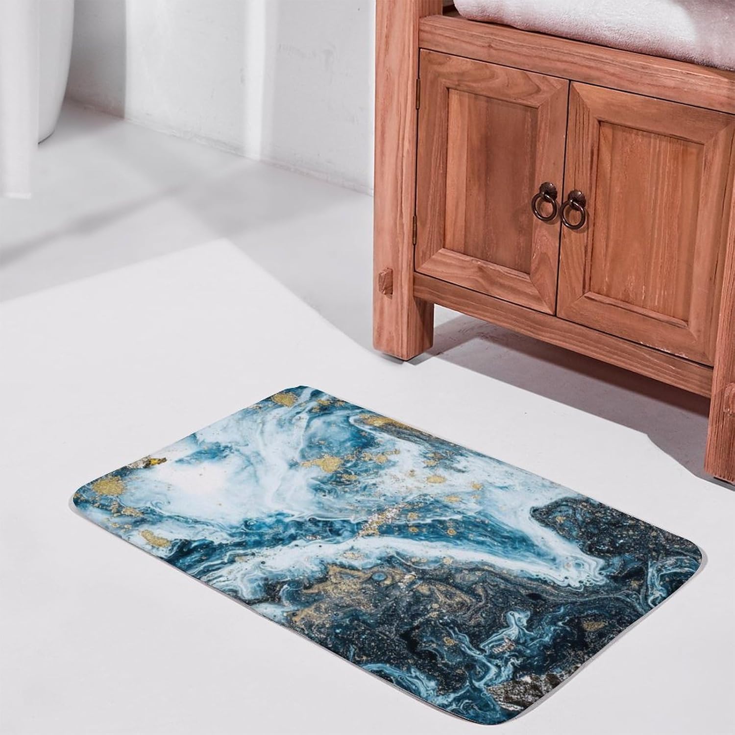 Tapete de baño dorado para baño, súper absorbente, de secado rápido, con parte trasera de goma, antideslizante, tapete de baño de diatomita, regalo
