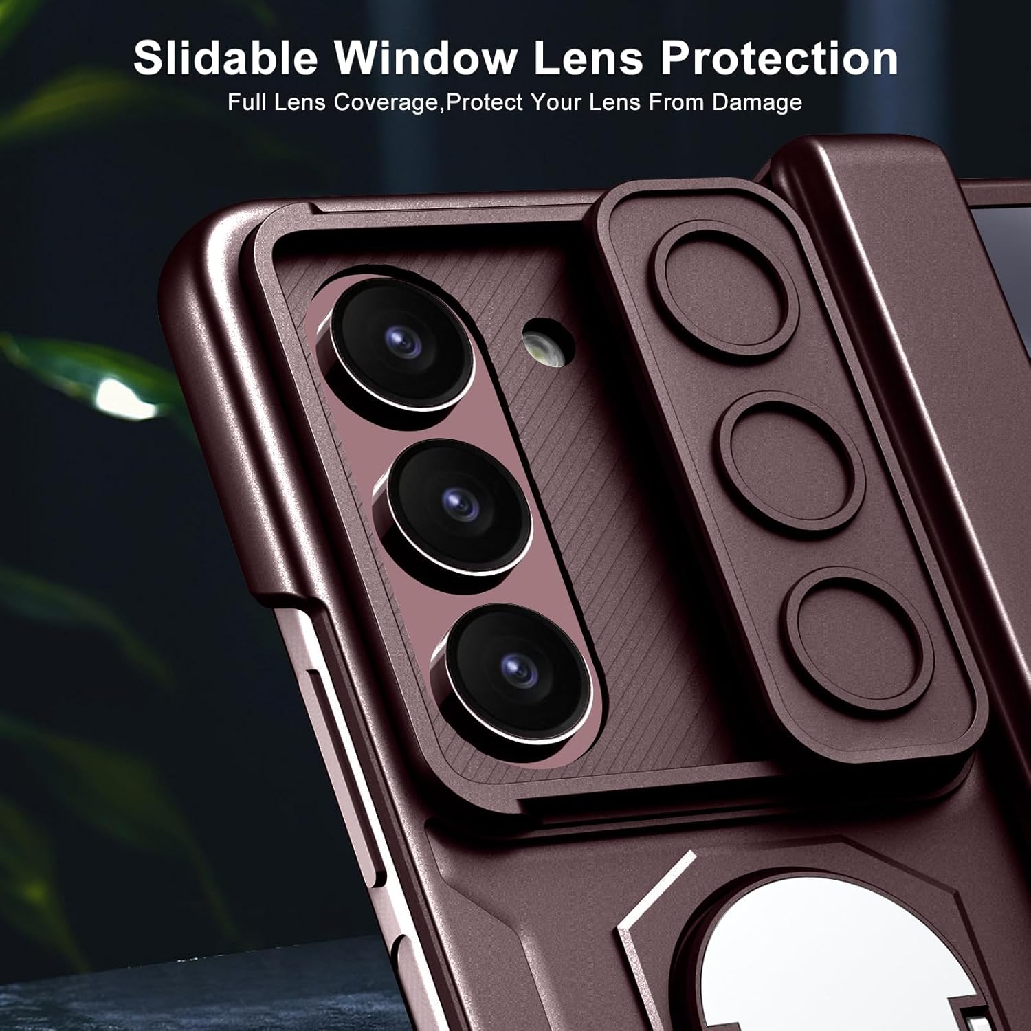 Funda para Samsung Galaxy Z Fold 5 con protección magnética de bisagra, cubierta deslizante para cámara, protector de pantalla integrado con función