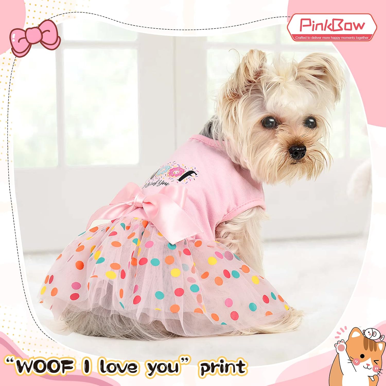 Vestido de cumpleaños para perro, ropa de primavera para perros pequeños, hembra, cachorro, princesa, tutú, lindo vestido de tul para perro,